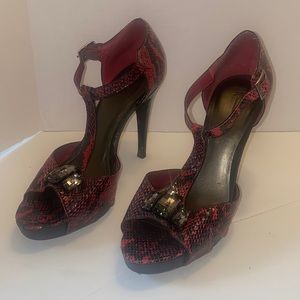 INC Peep Toe Platform Herls Leather Jeweled 9.5